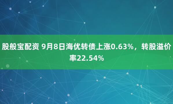 股般宝配资 9月8日海优转债上涨0.63%，转股溢价率22.54%
