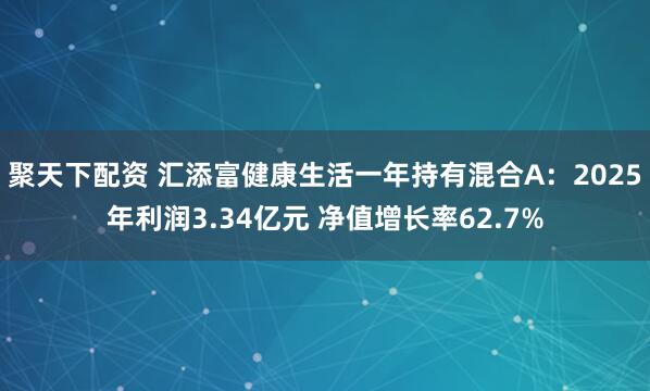 聚天下配资 汇添富健康生活一年持有混合A：2025年利润3.34亿元 净值增长率62.7%